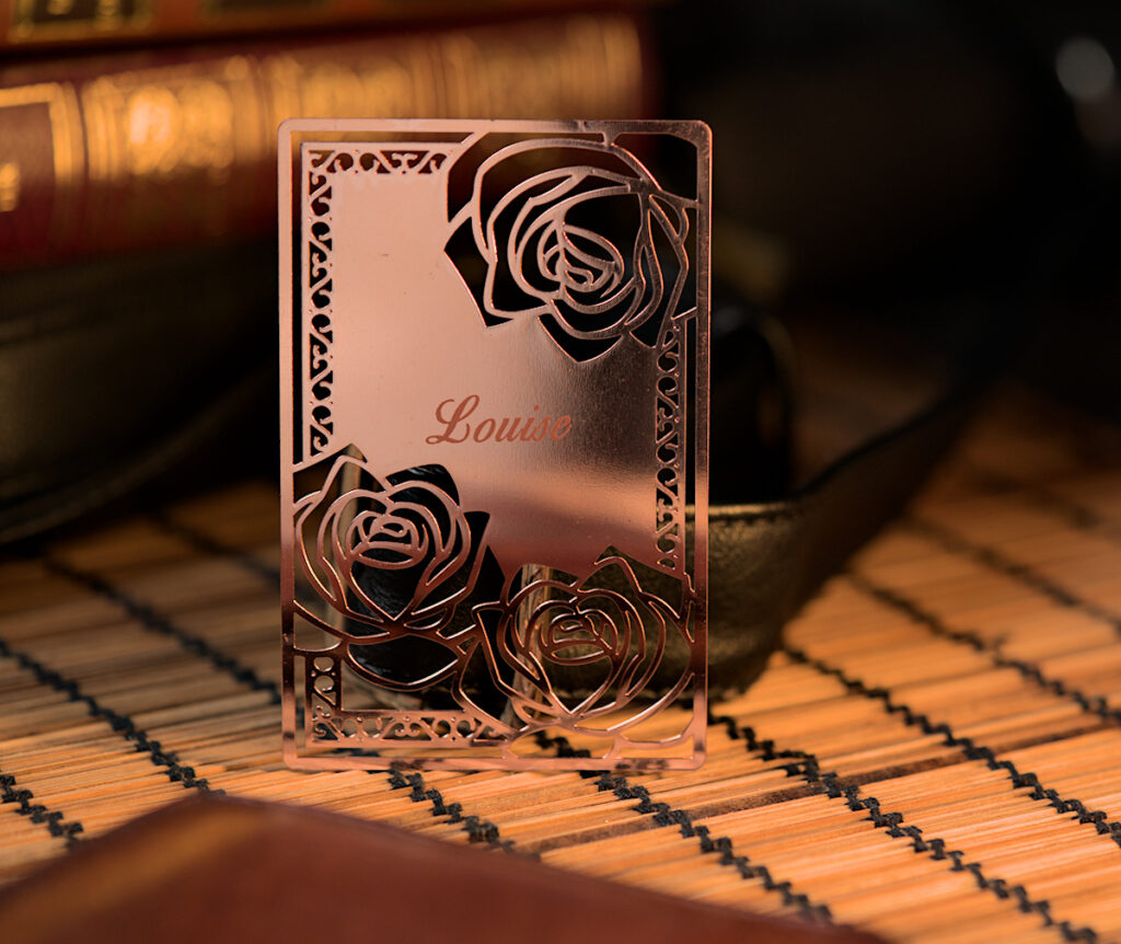 Cartes de voeux en métal rose doré Cartes de voeux en métal rose doré